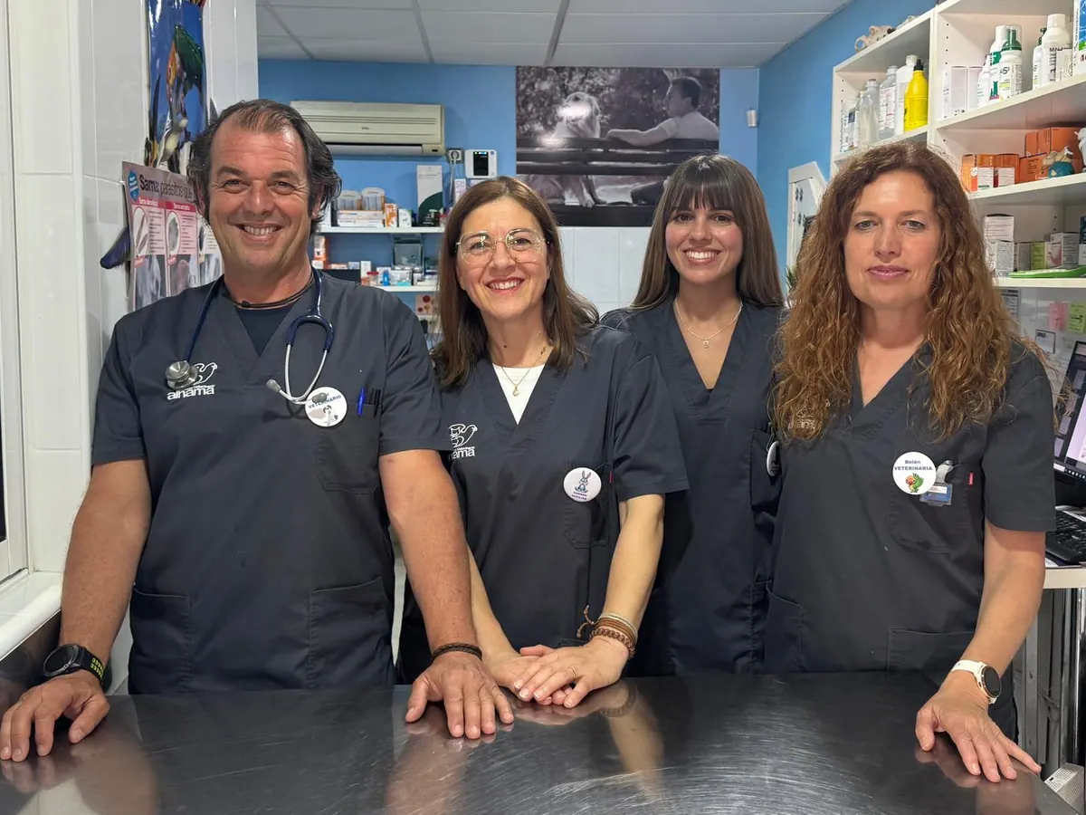 Ángel, Belén, Juana María y Carmen, el equipo del Centro Veterinario Alhama